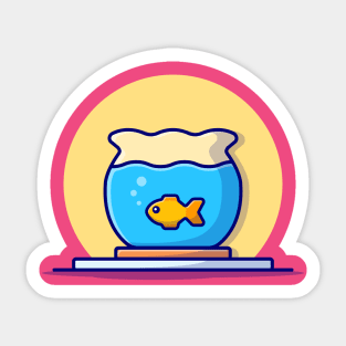 Fish Swimming In The Aquarium Cartoon Vector Icon Illustration Sticker